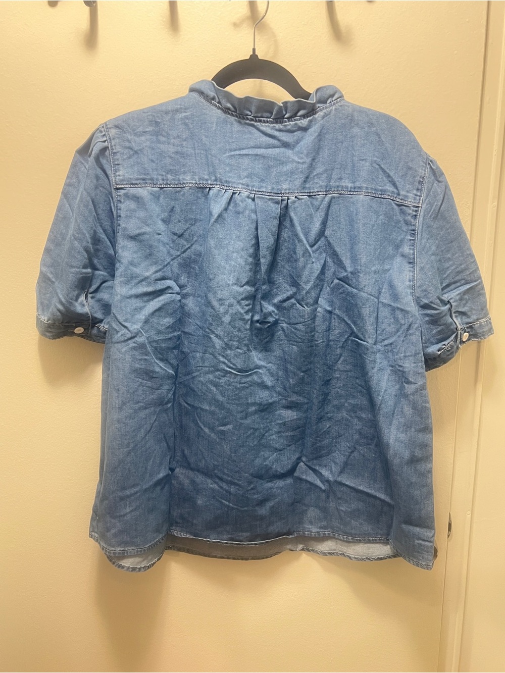 Blue Ruffle Denim Top (XL) - Picture 2 of 5